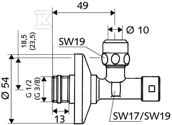 Zawór kątowy regulacyjny 1/2"x3/8" - 049450699