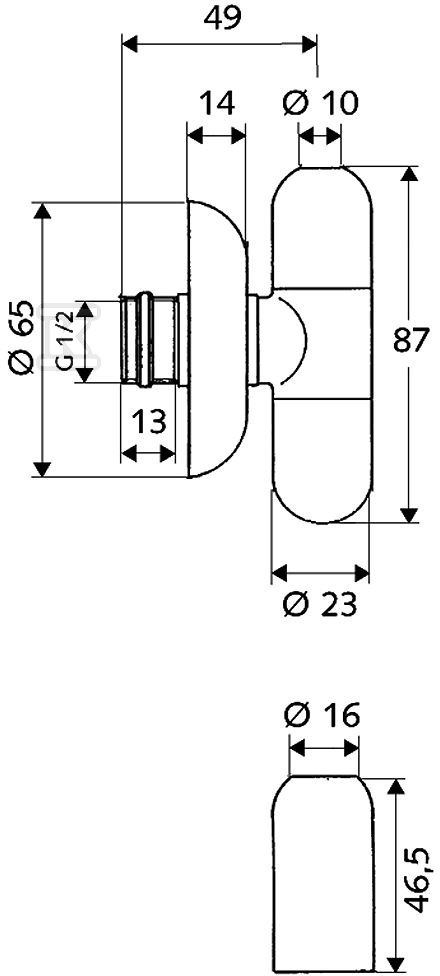 Zawór kątowy regulacyjny Rondo 1/2", - 051520699