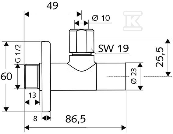 Zawór kątowy Stile 1/2"x3/8"" chrom - 053760699