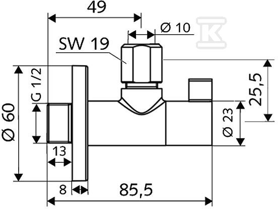 Zawór kątowy Wing 1/2"x3/8"" chrom - 053920699