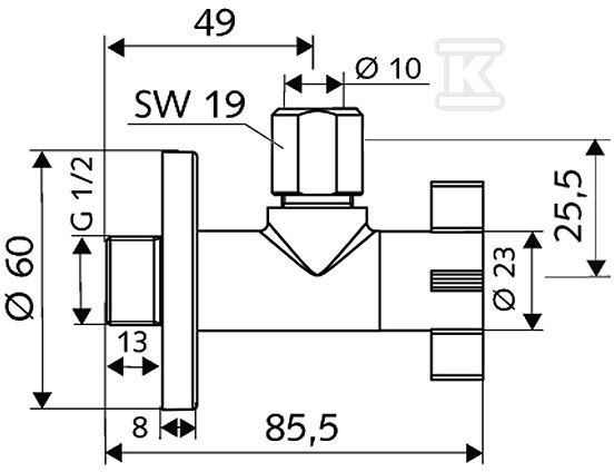 Zawór kątowy 4Wing 1/2"x3/8"" chrom - 053930699