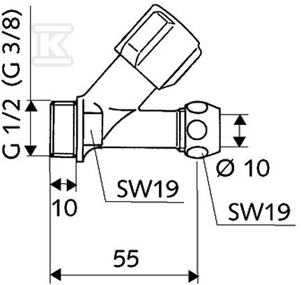 Zawór skośny Comfort 3/8" chrom - 059000699