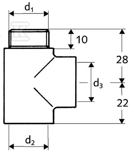 Trójnik 3x1/2", chrom - 442020699