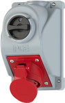 Fixed socket with a switch, type "Combo-Pol" 16A 400V 3P+Z+N, off. 0-1 IP44