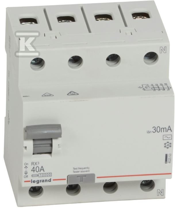 RCD RX3 4P 40A 30MA TYP AC - 402063