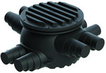 Studzienka połączeniowa Ecoflex 2x250-6x140/175/200, dopuszczalne obciążenie do 500 kg, obudowa PE z izolacją i redukcjami, kolor czarny