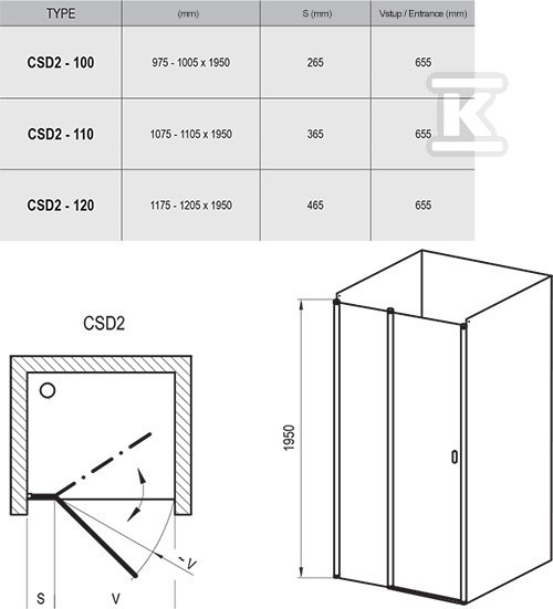 Chrome door CSD2-120 Transparent - 0QVGCC00Z1