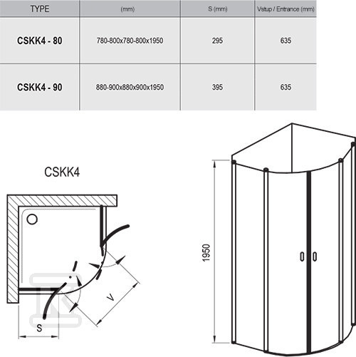 Kabina prysznicowa chrome CSKK4-90 - 3Q170C00Z1