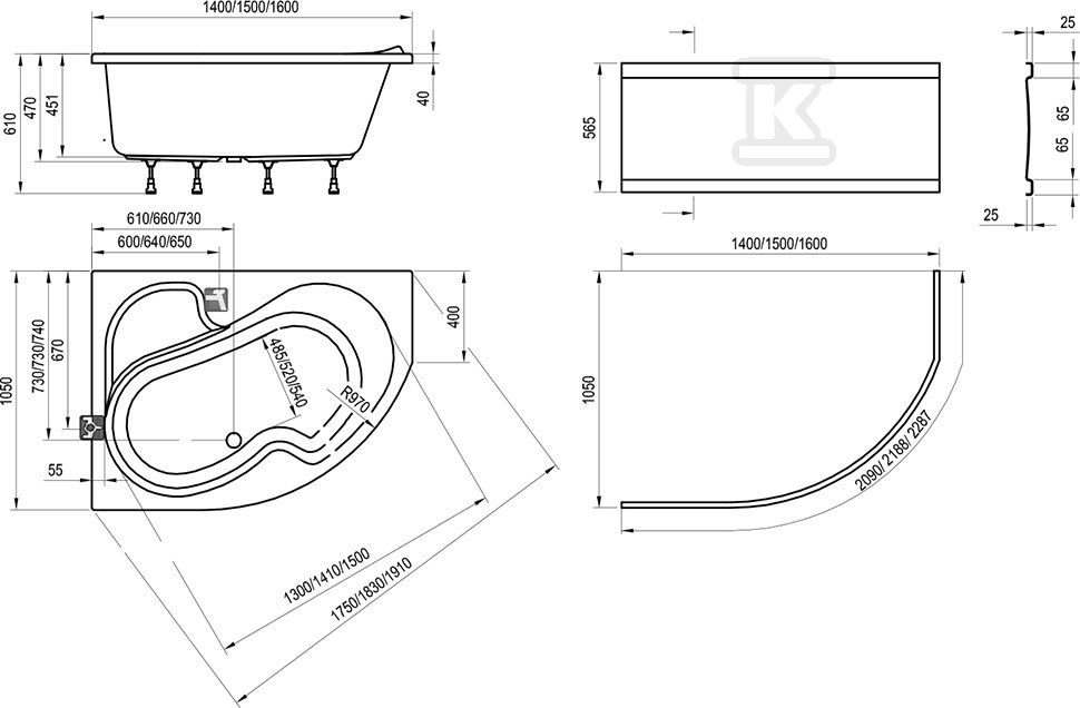 ROSA universal bathtub panelkit - B23000100N