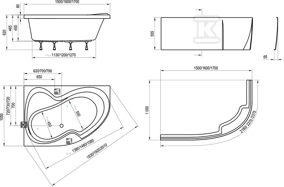 ROSA II corner bath 150x105 L white - CK21000000