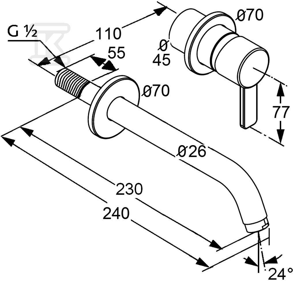 Bateria umywalkowa ścienna Kludi Zenta, - 382450575