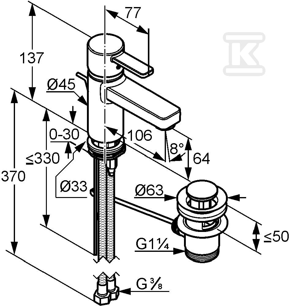 KLUDI ZENTA jednopáková umývadlová - 382500575