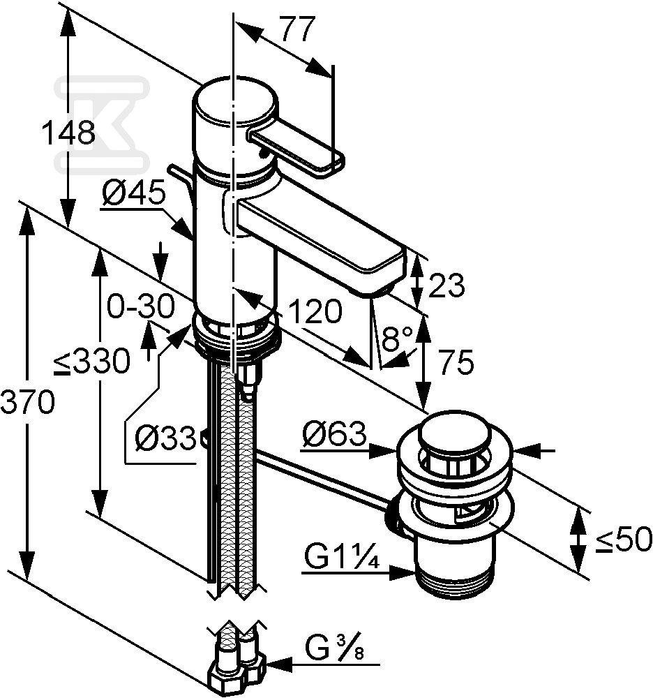 ZENTA Single lever sink mixer XL DN 10 - 382600575