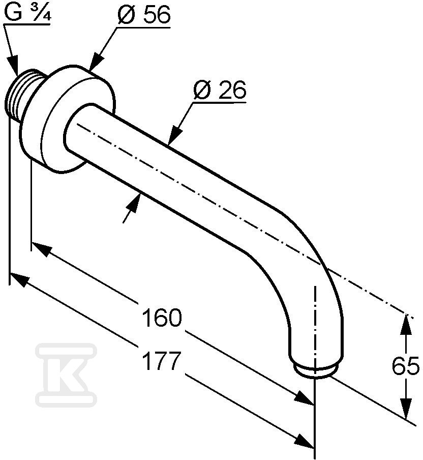 Vaňový výtok BOZZ DN 20 s presahom 160 - 3850505