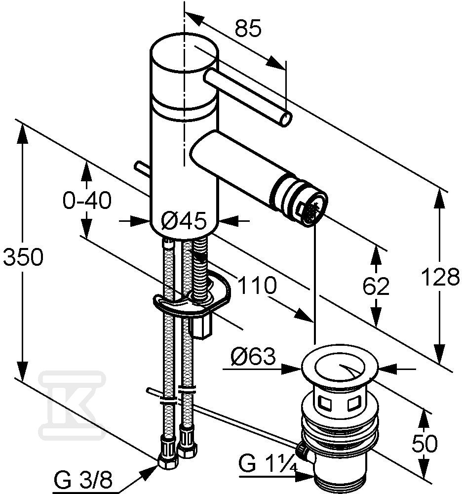 Bateria bidetowa Bozz jednouchwytowa DN - 385330576