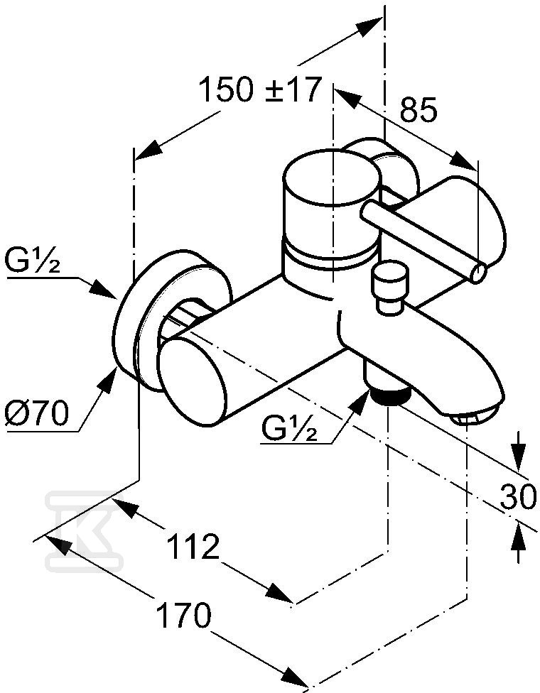 Bateria wannowo-prysznicowa Kludi Bozz - 386910576