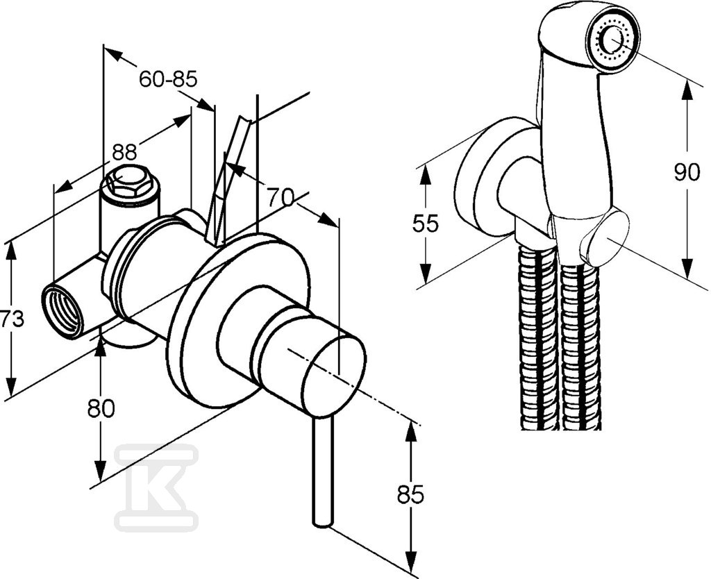 KLUDI BOZZ hygienická súprava, bidet s - 389990576