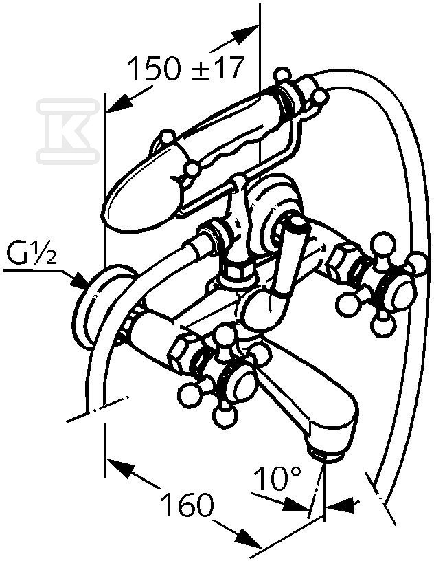 Bateria wannowo-prysznicowa Kludi Adlon - 514414520