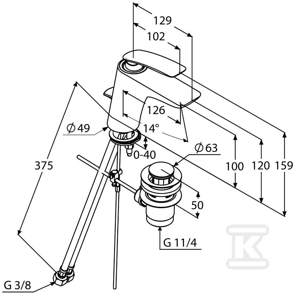 BALANCE Single lever basin mixer with - 520230575