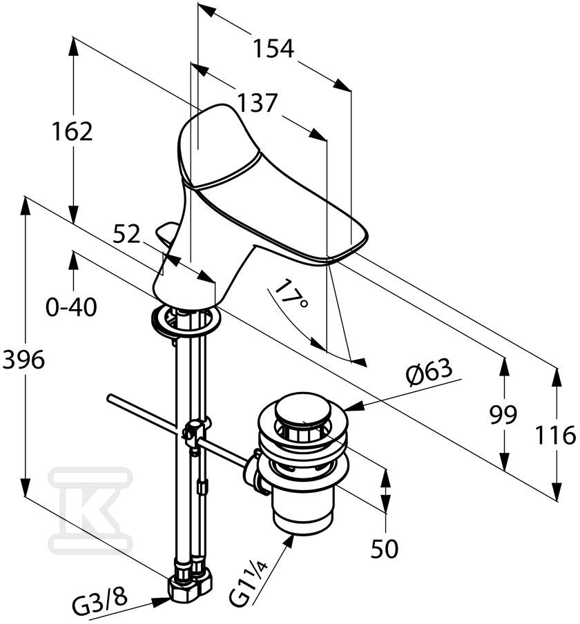 KLUDI AMBIENTA Single lever basin mixer - 530230575