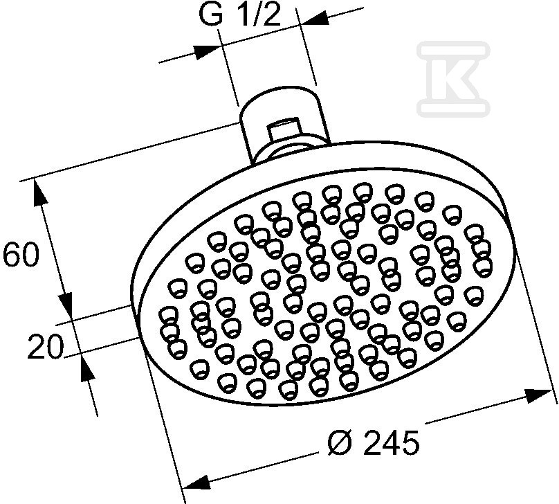 Głowica prysznica A-QA DN 15, 250 mm, - 6651105-00