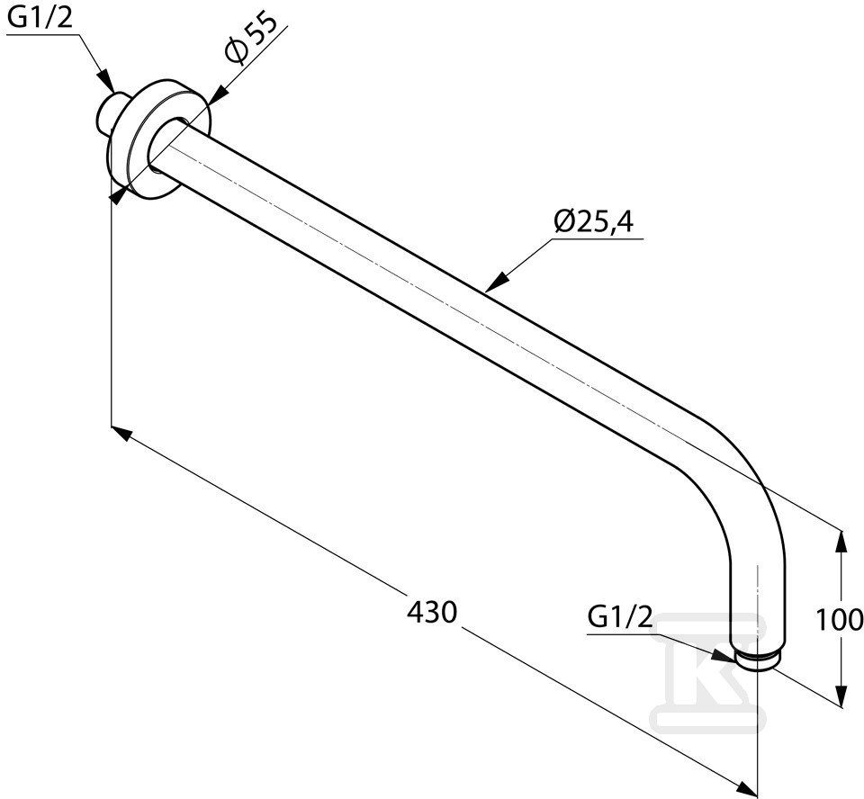 Duscharm DN 15 A-QA, für Kopfbrause, - 6651405-00