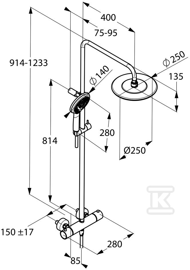 Zestaw prysznicowy Kludi Freshline Dual - 6709205-00