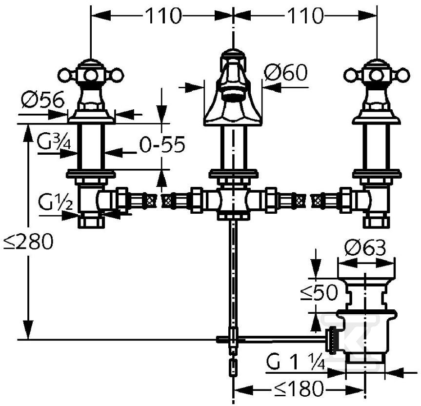 Bateria umywalkowa Kludi Adlon DN 15 - 510460520