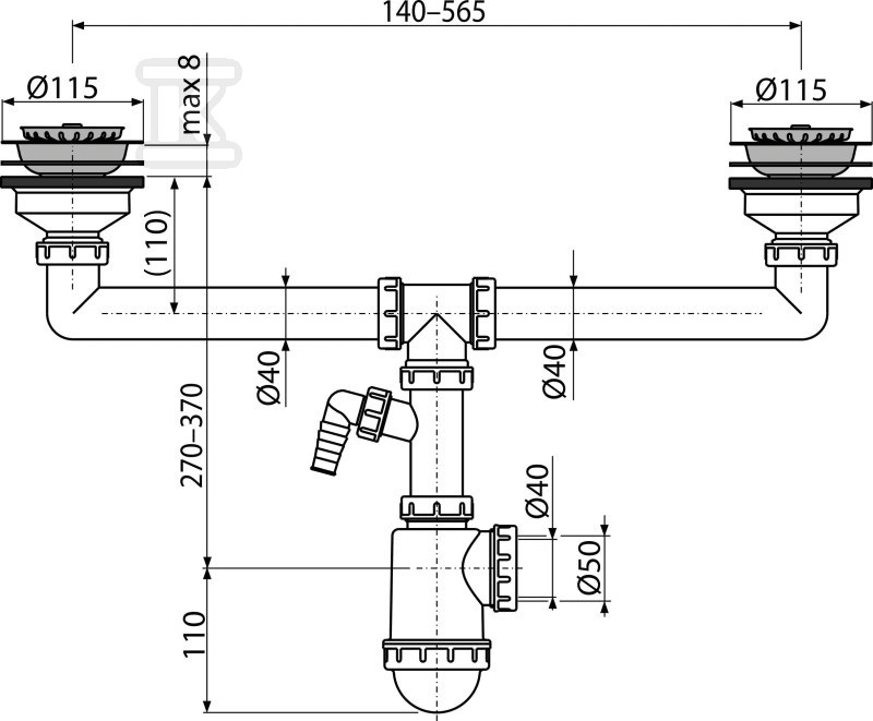 Syfon do zlewu dwukomorowego z - A453P