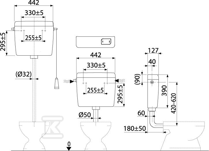 ALCA Uni WC tank start / stop filling - A94-1/2"