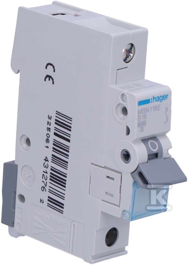 MCB, 6kA, крива B, 1-полюсний, 16A - MBN116E