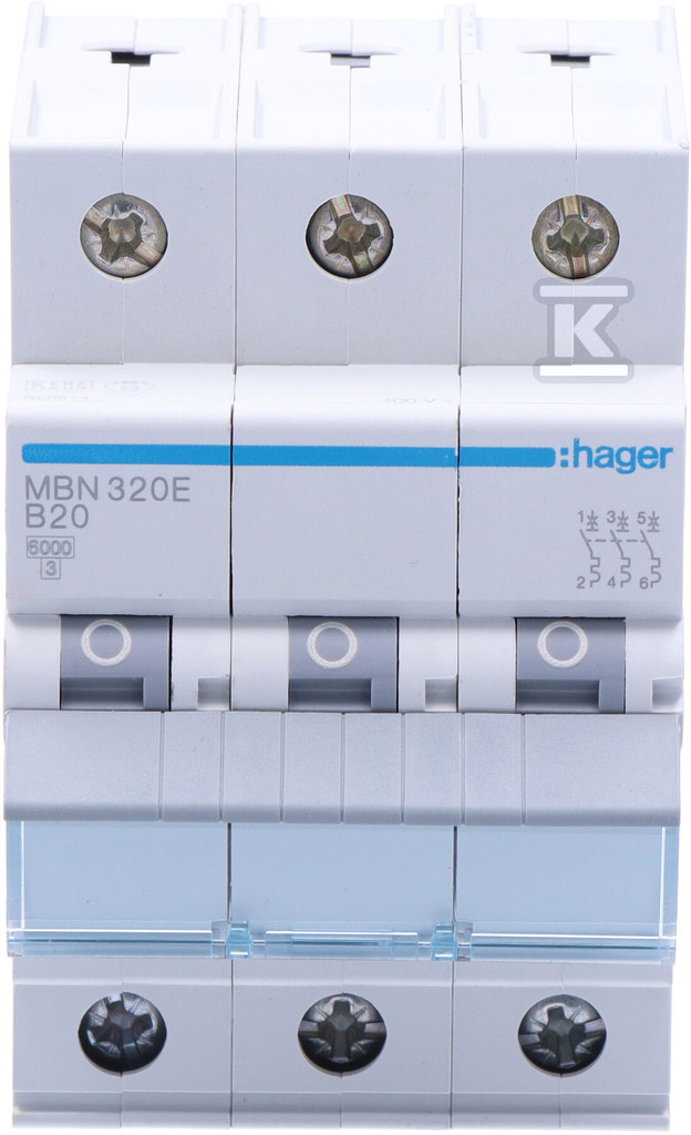 MCB, 6kA, крива B, 3-полюсний, 20A - MBN320E