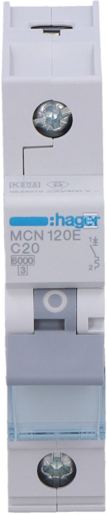 MCB, 6kA, C крива, 1 полюс, 20A - MCN120E
