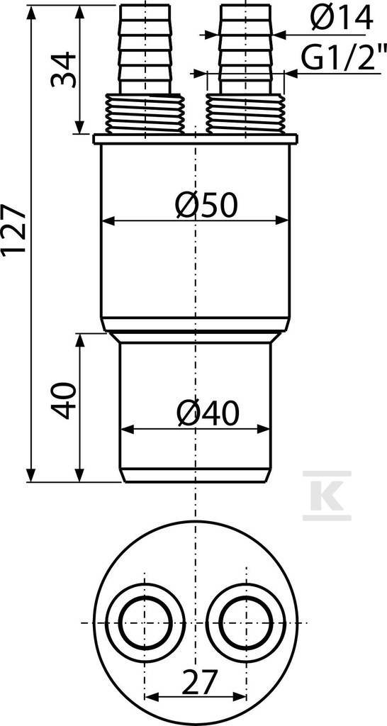 Redukcja połączenia HT 40 / 50xG1/2" - AKS6