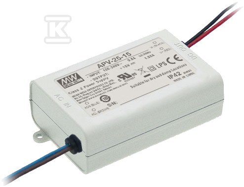 LED power supply APV-25-15, 25W 15V - APV-25-15