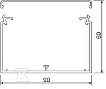 PVC wiring duct 60x90mm, gray /2m/ - LF6009007030