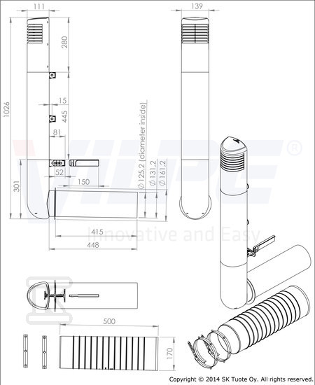 Ventilation hose ROSS ᴓ125/135 - Light - 790311