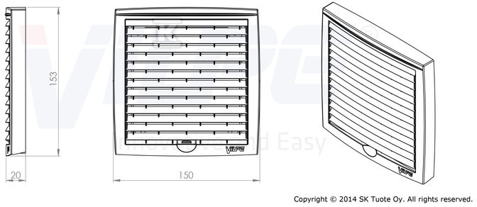 Multi-purpose grille 150x150 - Black - 793322