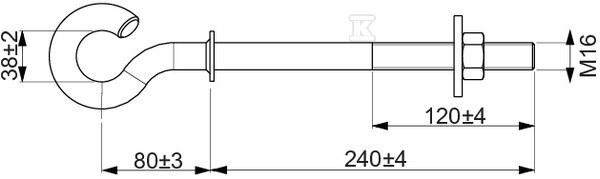 Cârlig pentru agățat M16/240 mm - SOT21.116