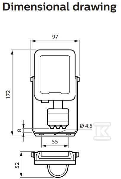 LED floodlight BVP164 LED24/840 PSU 20W - 911401884083