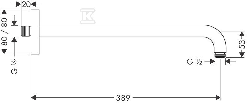 Hansgrohe E tuš ručica 38,9 cm 27446000 - 27446000