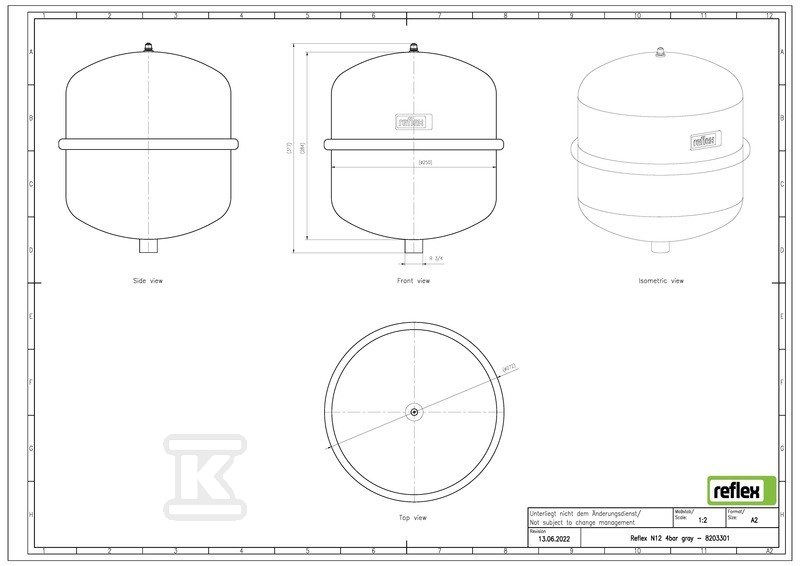 Diaphragm pressure vessel for heating - 8203301