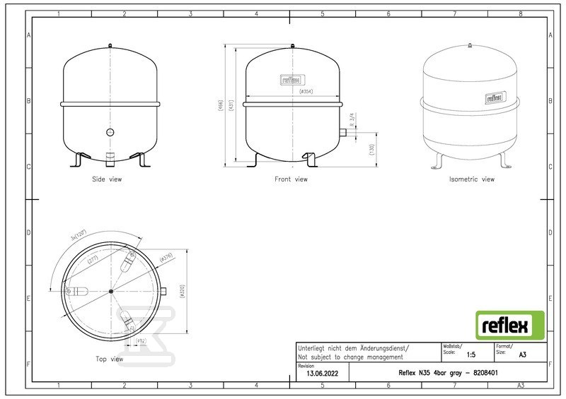 Diaphragm pressure vessel for heating - 8208401