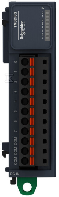 Moduł wejść cyfrowych, 8 wejść, 24 VDC, - TM3DI8G