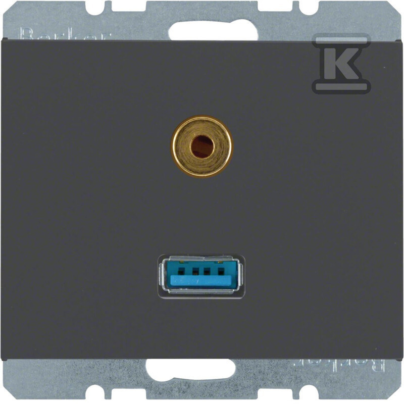 Gniazdo USB / 3, 5 mm Audio, antracyt, - 3315397006