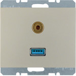 Gniazdo USB / 3, 5 mm Audio, stal szlachetna, lakierowany, K.5