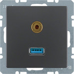 Gniazdo USB/3.5 mm audio, antracyt, aksamit lak, Q.X
