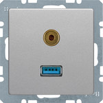 Gniazdo USB/3.5 mm audio alu aksamit, lakierowany, Q.X