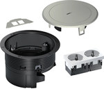 Puszka podłogowa R02 2xM45 schuko Keystone Typ01, pokrywa metal srebro, TEHALIT.VE-EE