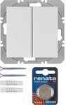 Przycisk 2-krotny płaski biały KNX RF quicklink , S.1/B.3/B.7